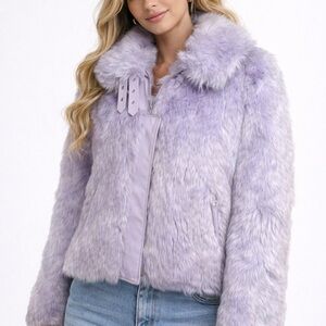 Maje Rapri faux fur lilac jacket small